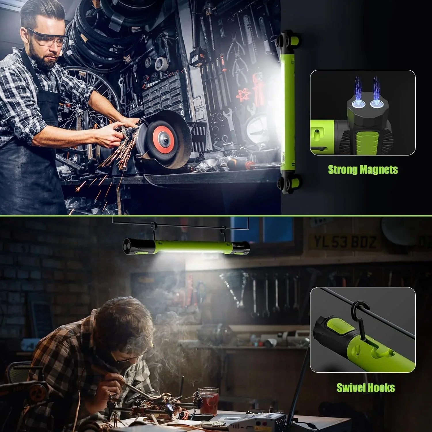 5200mAh Rechargeable Magnetic Underhood Work Light with Hooks - Home N Road