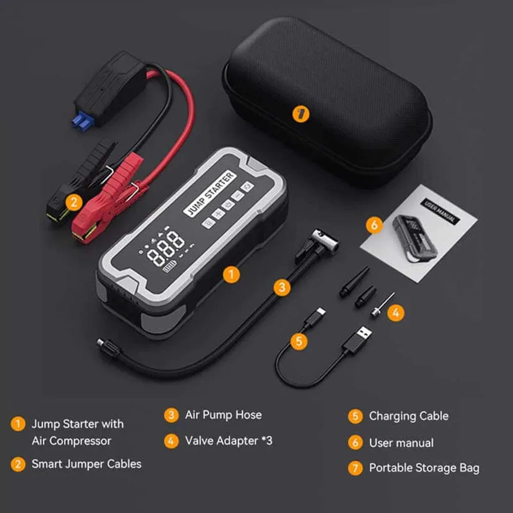 4 in 1 Portable Jump Starter with Air Pump Pro - Home N Road